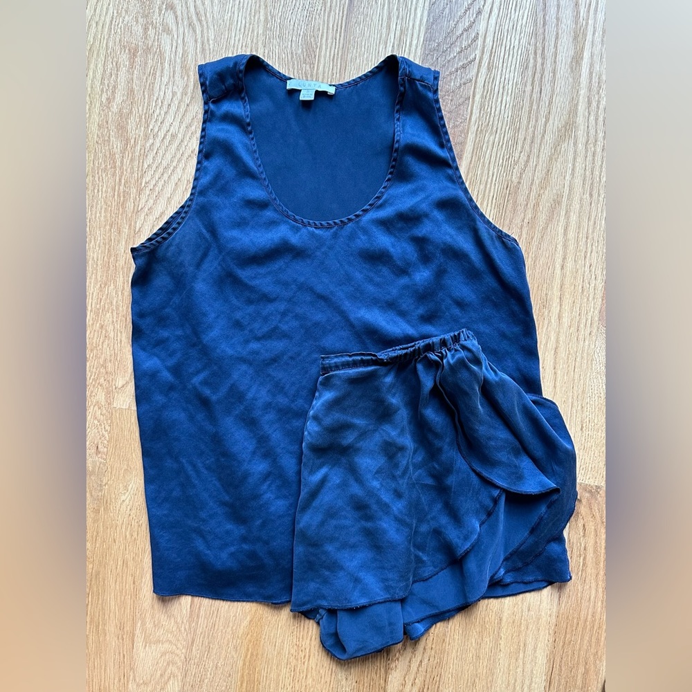Lunya washable silk sleep set in navy, small